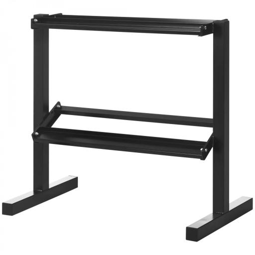 Estante para Mancuernas de 2 Niveles Soporte de Almacenamiento para Mancuernas Acero Carga 270 kg 94x52,5x82 cm Negro [7]