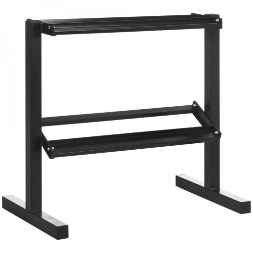 Estante para Mancuernas de 2 Niveles Soporte de Almacenamiento para Mancuernas Acero Carga 270 kg 94x52,5x82 cm Negro [1]