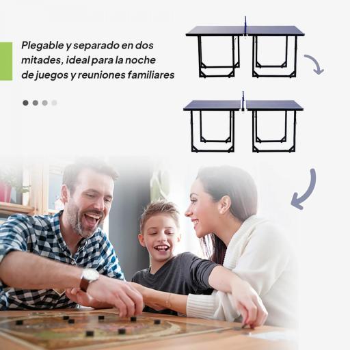 Mesa de Ping-Pong Plegable con Red y Marco de Acero para Interior y Exterior 182x91x76 cm Azul [3]