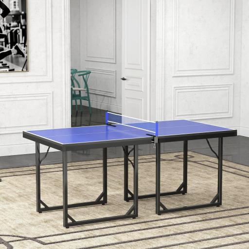 Mesa de Ping-Pong Plegable con Red y Marco de Acero para Interior y Exterior 182x91x76 cm Azul [5]