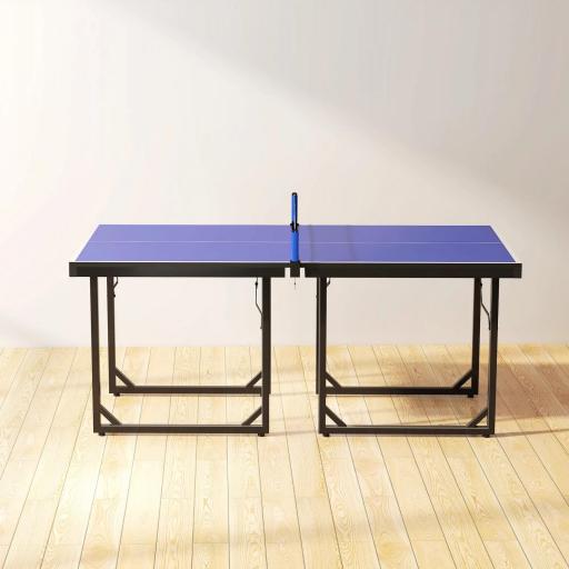 Mesa de Ping-Pong Plegable con Red y Marco de Acero para Interior y Exterior 182x91x76 cm Azul [6]