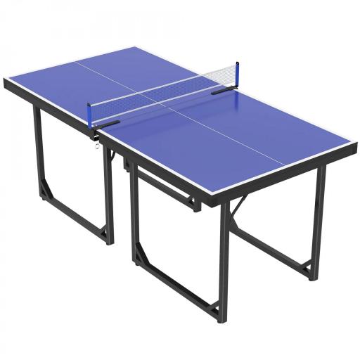 Mesa de Ping-Pong Plegable con Red y Marco de Acero para Interior y Exterior 182x91x76 cm Azul [9]