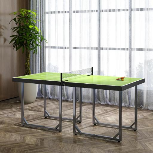 Mesa de Ping-Pong Plegable con Red y Marco de Acero Fácil de Transportar para Interior y Exterior 182x91x76 cm Verde