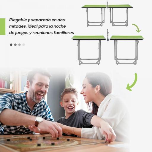Mesa de Ping-Pong Plegable con Red y Marco de Acero Fácil de Transportar para Interior y Exterior 182x91x76 cm Verde [3]