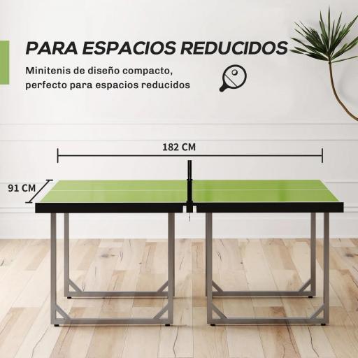 Mesa de Ping-Pong Plegable con Red y Marco de Acero Fácil de Transportar para Interior y Exterior 182x91x76 cm Verde [4]