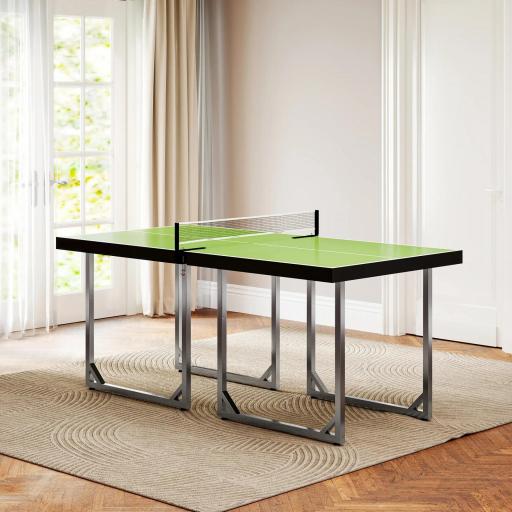 Mesa de Ping-Pong Plegable con Red y Marco de Acero Fácil de Transportar para Interior y Exterior 182x91x76 cm Verde [7]