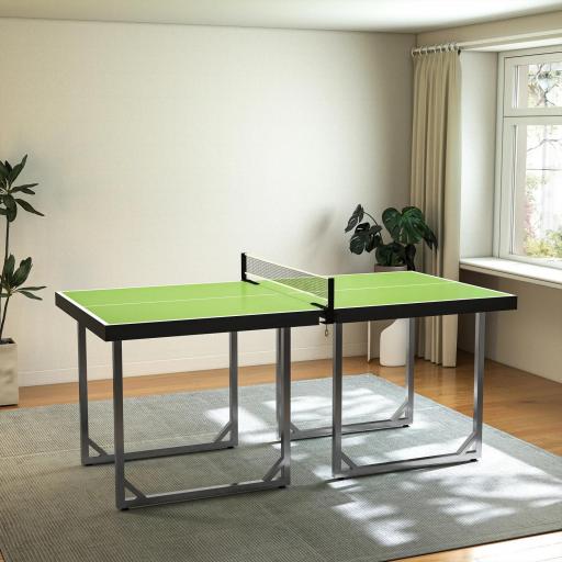 Mesa de Ping-Pong Plegable con Red y Marco de Acero Fácil de Transportar para Interior y Exterior 182x91x76 cm Verde [6]