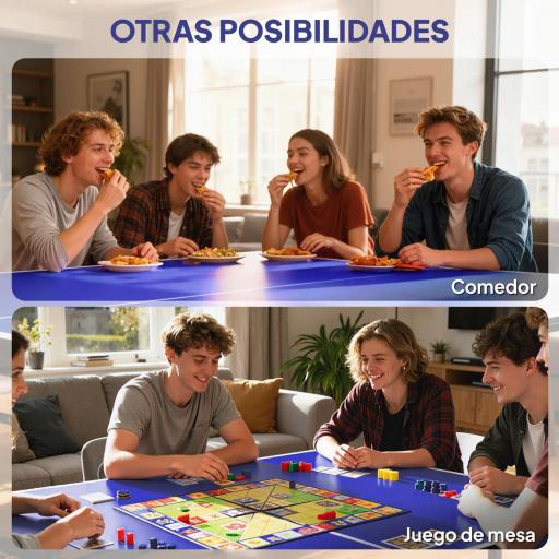 Mesa de Ping-Pong Plegable con 4 Ruedas Red 2 Palas y 3 Pelotas para Interior y Exterior 274x152,5x75,5 cm Azul [6]