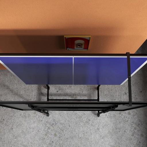Mesa de Ping-Pong Plegable con 4 Ruedas Red 2 Palas y 3 Pelotas para Interior y Exterior 274x152,5x75,5 cm Azul [7]