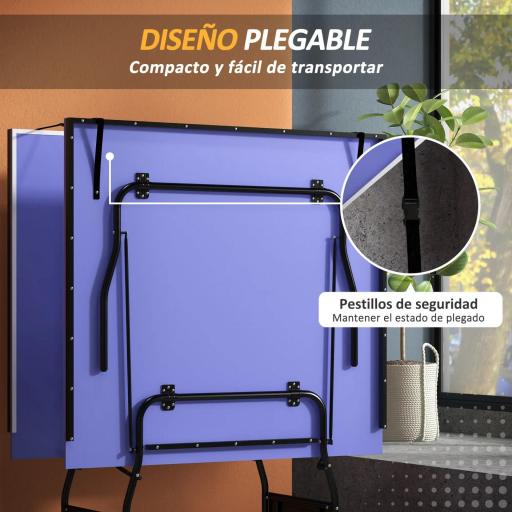 Mesa de Ping-Pong Tamaño Estándar con 4 Ruedas Red 2 Paletas y 3 Pelotas para Interior 274x152,5x76 cm Azul [2]