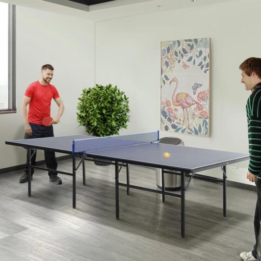 Mesa de Ping Pong Plegable con Red 152.5x274x76cm Tenis de Mesa y Material de Acero y MDF en Color Azul