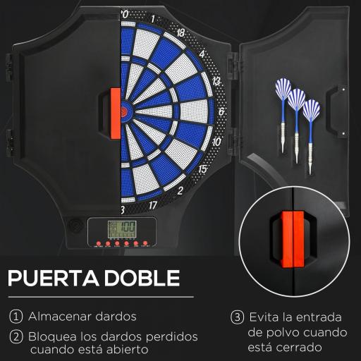 Diana Electrónica Plegable con 31 Juegos para 8 Jugadores con 6 Dardos y 6 Puntas de Repuesto Pantalla LCD 83x45cm Negro [3]
