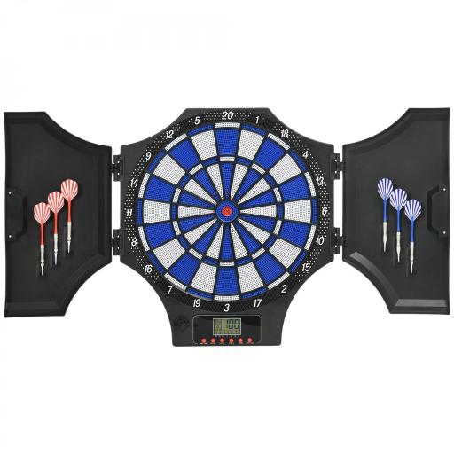 Diana Electrónica Plegable con 31 Juegos para 8 Jugadores con 6 Dardos y 6 Puntas de Repuesto Pantalla LCD 83x45cm Negro [8]