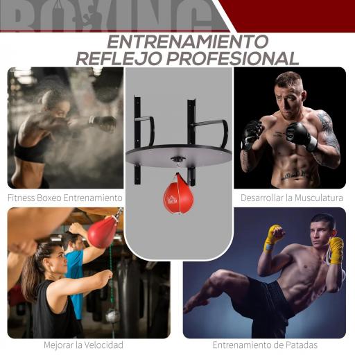 Pera de Boxeo con Soporte de Pared Giratorio para Practicar Técnica y Reflejos 60x73x80 cm Negro y Rojo [4]