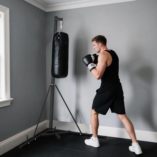 Soporte para Saco de Boxeo Plegable con Altura Ajustable para Entrenamiento en Casa Carga 60 kg 170x90x182-225 cm Negro