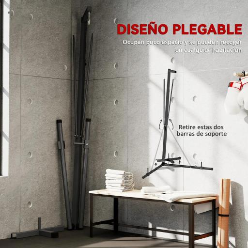 Soporte para Saco de Boxeo Plegable con Altura Ajustable para Entrenamiento en Casa Carga 60 kg 170x90x182-225 cm Negro [3]