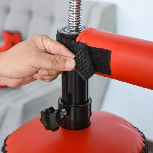 Saco de Boxeo de Pie con Bola de Velocidad y Barra Giratoria de 360° 88x48x155-205 cm Negro y Rojo [7]