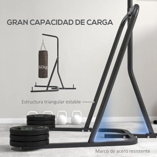 Soporte para Sacos de Boxeo con Marco de Acero Carga de 60 kg para Entrenamiento en Gimnasio Hogar Negro [5]