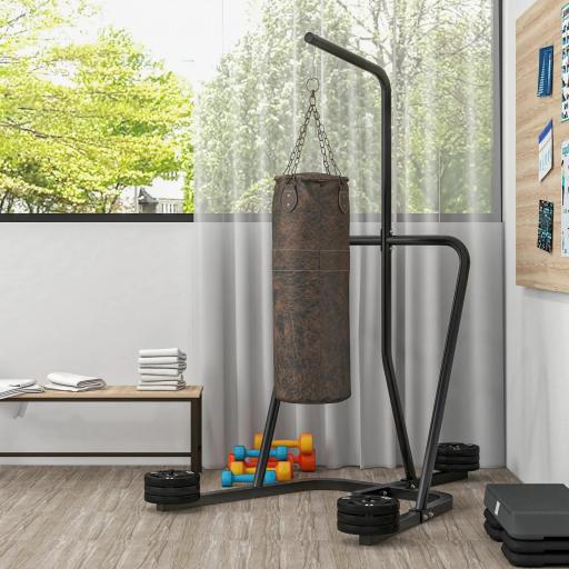 Soporte para Sacos de Boxeo con Marco de Acero Carga de 60 kg para Entrenamiento en Gimnasio Hogar Negro [4]