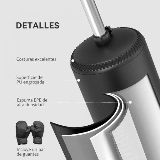 Saco de Boxeo de Pie con Bola de Velocidad y Barra Giratoria de 360° 88x48x155-205 cm Negro [3]