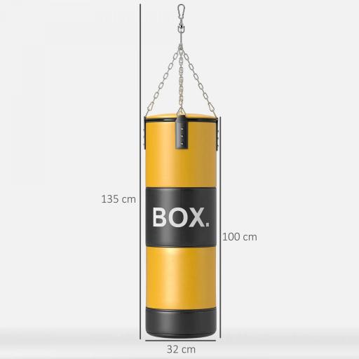 Saco de Boxeo sin Relleno con Guantes de Boxeo Gancho y Muñequeras y Tobilleras Amarillo [5]