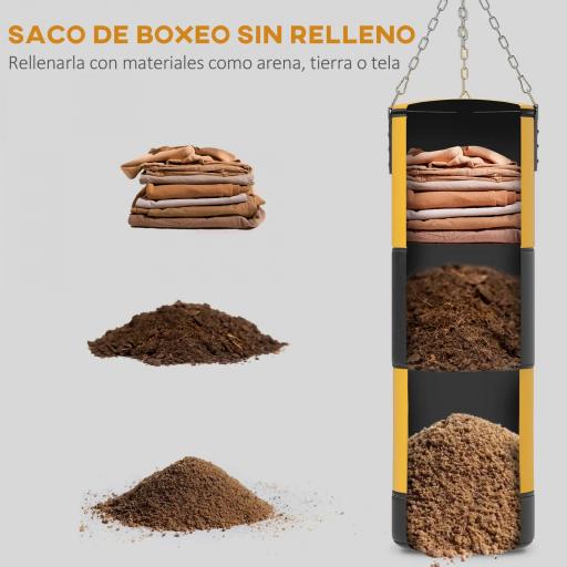 Saco de Boxeo sin Relleno con Guantes de Boxeo Gancho y Muñequeras y Tobilleras Amarillo [2]