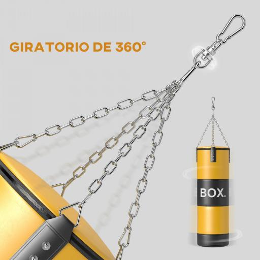 Saco de Boxeo sin Relleno con Guantes de Boxeo Gancho y Muñequeras y Tobilleras Amarillo [3]