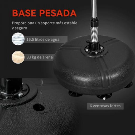 Saco de Boxeo de Pie con Altura Ajustable en 4 Niveles Base Rellenable Guantes e Inflador Ø45x133-151 cm Negro  [5]