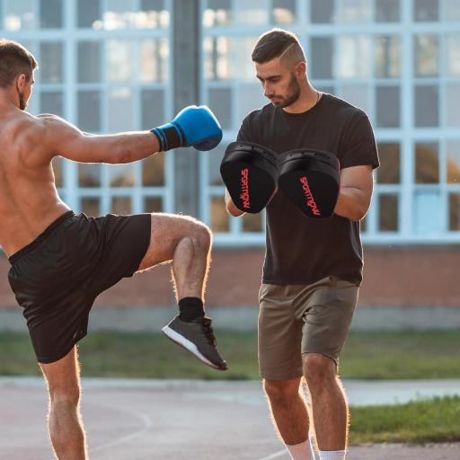 Manopla de Boxeo Paos Muay Thai MMA Curvadas para Entrenamiento Karate Taekwondo Kickboxing Training Negro