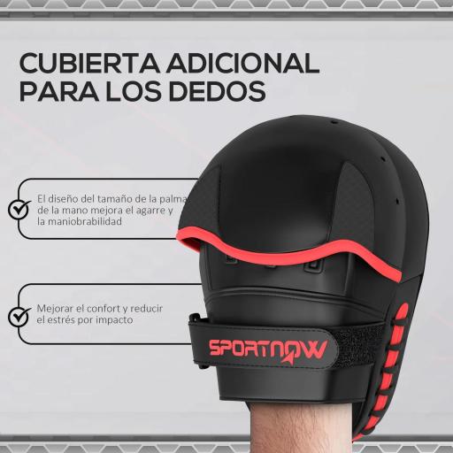 Manopla de Boxeo Paos Muay Thai MMA Curvadas para Entrenamiento Karate Taekwondo Kickboxing Training Negro [2]