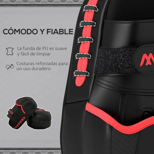 Manopla de Boxeo Paos Muay Thai MMA Curvadas para Entrenamiento Karate Taekwondo Kickboxing Training Negro [4]