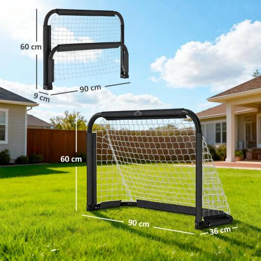 Mini Porterías de Fútbol Plegables Set de 2 Porterías de Exterior para Niños y Adultos 90x36x60 cm Negro [1]