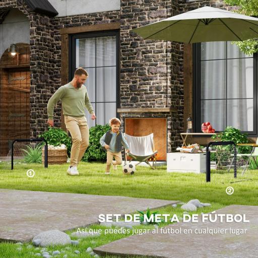 Mini Porterías de Fútbol Plegables Set de 2 Porterías de Exterior para Niños y Adultos 90x36x60 cm Negro [5]