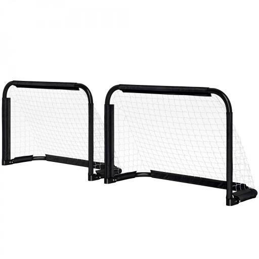 Mini Porterías de Fútbol Plegables Set de 2 Porterías de Exterior para Niños y Adultos 90x36x60 cm Negro [9]