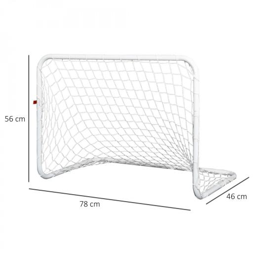 Set de 2 Porterías de Fútbol con Red y Balón para Niños y Adultos Juguete Deportivo para Exterior Jardín Acero y Poliéster 78x46x56 cm Blanco [1]