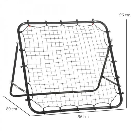 Red de Rebote Reboteador de Metal con Ángulo Ajustable para Entrenamiento de Deportes 96x80x96 cm Negro [1]