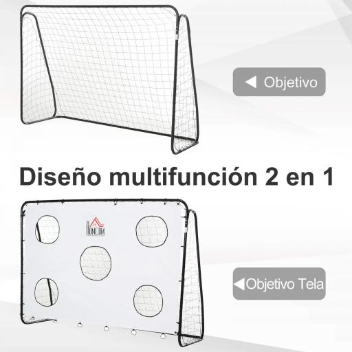 Portería de Fútbol para Niños con Lona de Precisión y Puntería para Entrenamiento y Perfeccionamiento 240x88x174 cm Blanco [2]