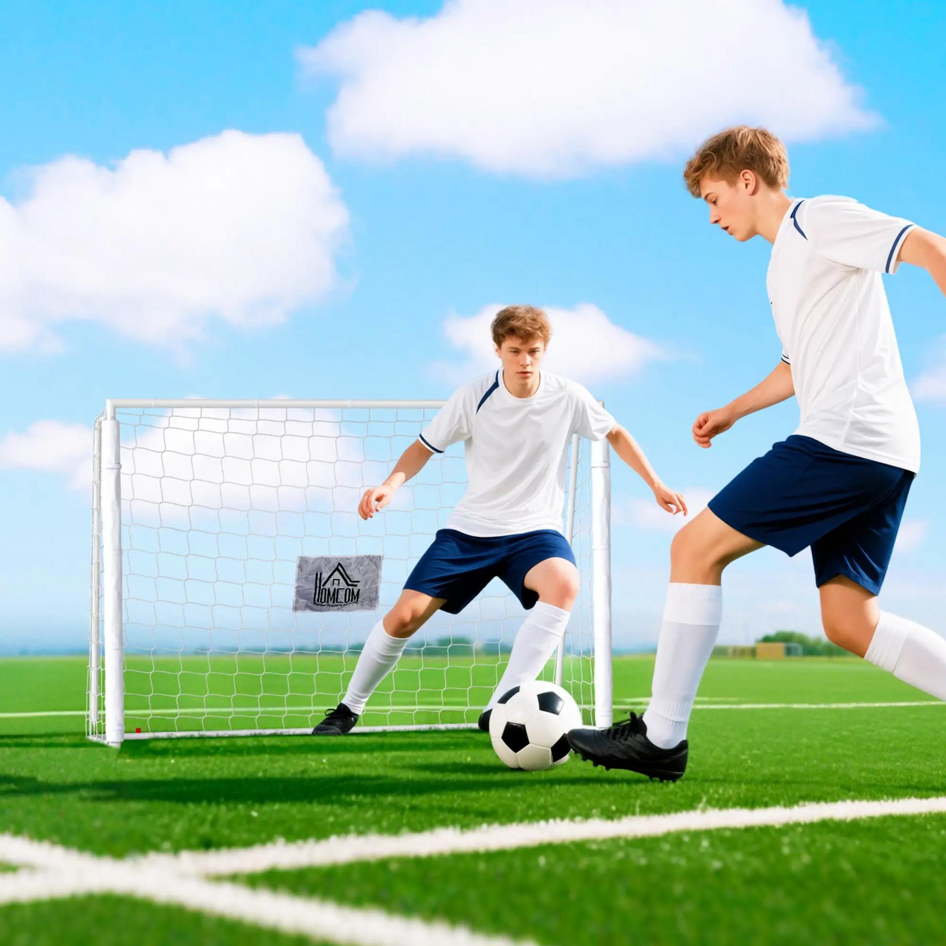Portería de Fútbol con Soporte de Metal y Red para Entrenamiento de Fútbol en Jardín Aire Libre 186x62x123 cm Blanco