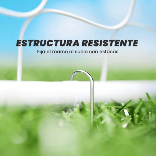 Portería de Fútbol con Soporte de Metal y Red para Entrenamiento de Fútbol en Jardín Aire Libre 186x62x123 cm Blanco [3]