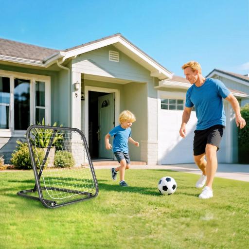 Red de Rebote Plegable Reboteador Ajustable en Ángulo de 5 Niveles para Entrenamiento de Fútbol Tenis Béisbol Deportes 78x84x65-78 cm Negro