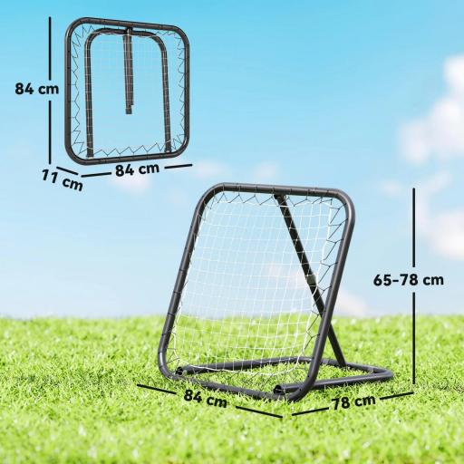 Red de Rebote Plegable Reboteador Ajustable en Ángulo de 5 Niveles para Entrenamiento de Fútbol Tenis Béisbol Deportes 78x84x65-78 cm Negro [1]