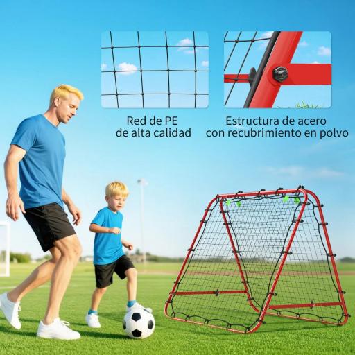 Red de Rebote Plegable con Ángulo Ajustable para Entrenamiento de Fútbol Béisbol y Tenis 100x95x90 cm Rojo [5]