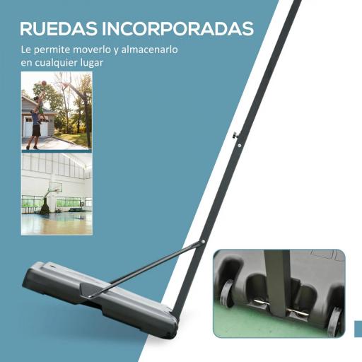 Canasta de Baloncesto con Soporte de Ruedas Aro de Basket Ajustable en Altura con Base Rellenable 90x165x302-352cm Negro [2]