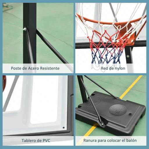 Canasta de Baloncesto con Soporte de Ruedas Aro de Basket Ajustable en Altura con Base Rellenable 90x165x302-352cm Negro [5]