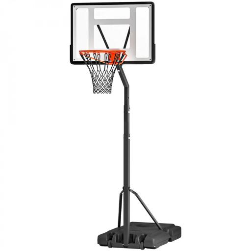 Canasta de Baloncesto con Soporte de Ruedas Aro de Basket Ajustable en Altura con Base Rellenable 90x165x302-352cm Negro [9]
