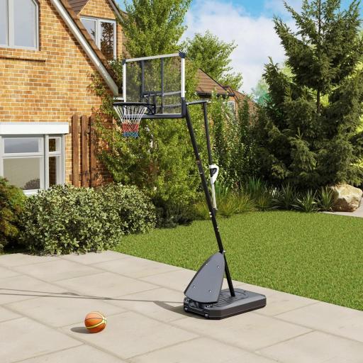 Canasta de Baloncesto para Exterior Ajustable de 150-305 cm con Ruedas Base Rellenable y Sistema de Retorno Negro [6]
