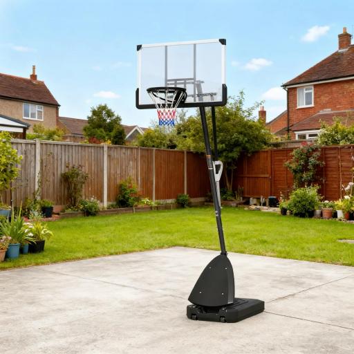Canasta de Baloncesto para Exterior Ajustable de 150-305 cm con Ruedas Base Rellenable y Sistema de Retorno Negro [7]
