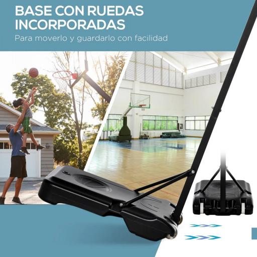 Canasta de Baloncesto con Altura Ajustable de 155-210 cm Base Rellenable y Ruedas para Exterior e Interior Multicolor [3]