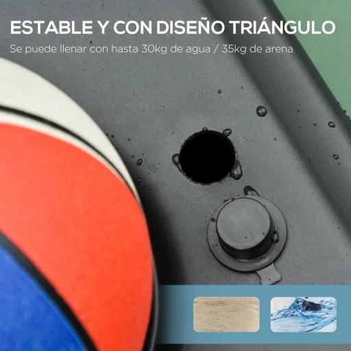 Canasta de Baloncesto con Altura Ajustable de 155-210 cm Base Rellenable y Ruedas para Exterior e Interior Multicolor [4]