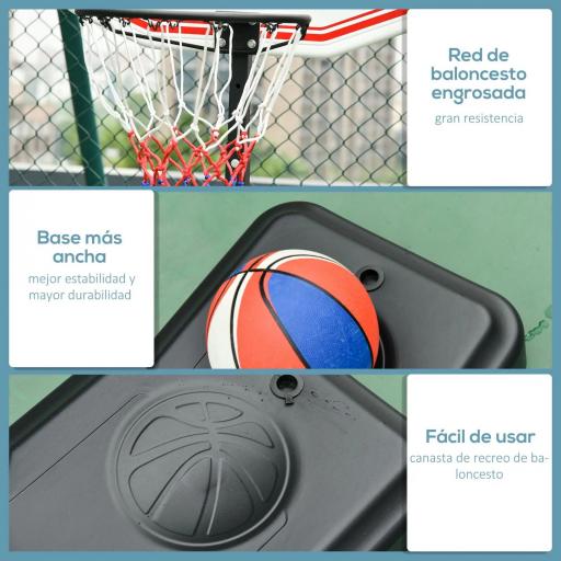 Canasta de Baloncesto con Altura Ajustable de 155-210 cm Base Rellenable y Ruedas para Exterior e Interior Multicolor [5]